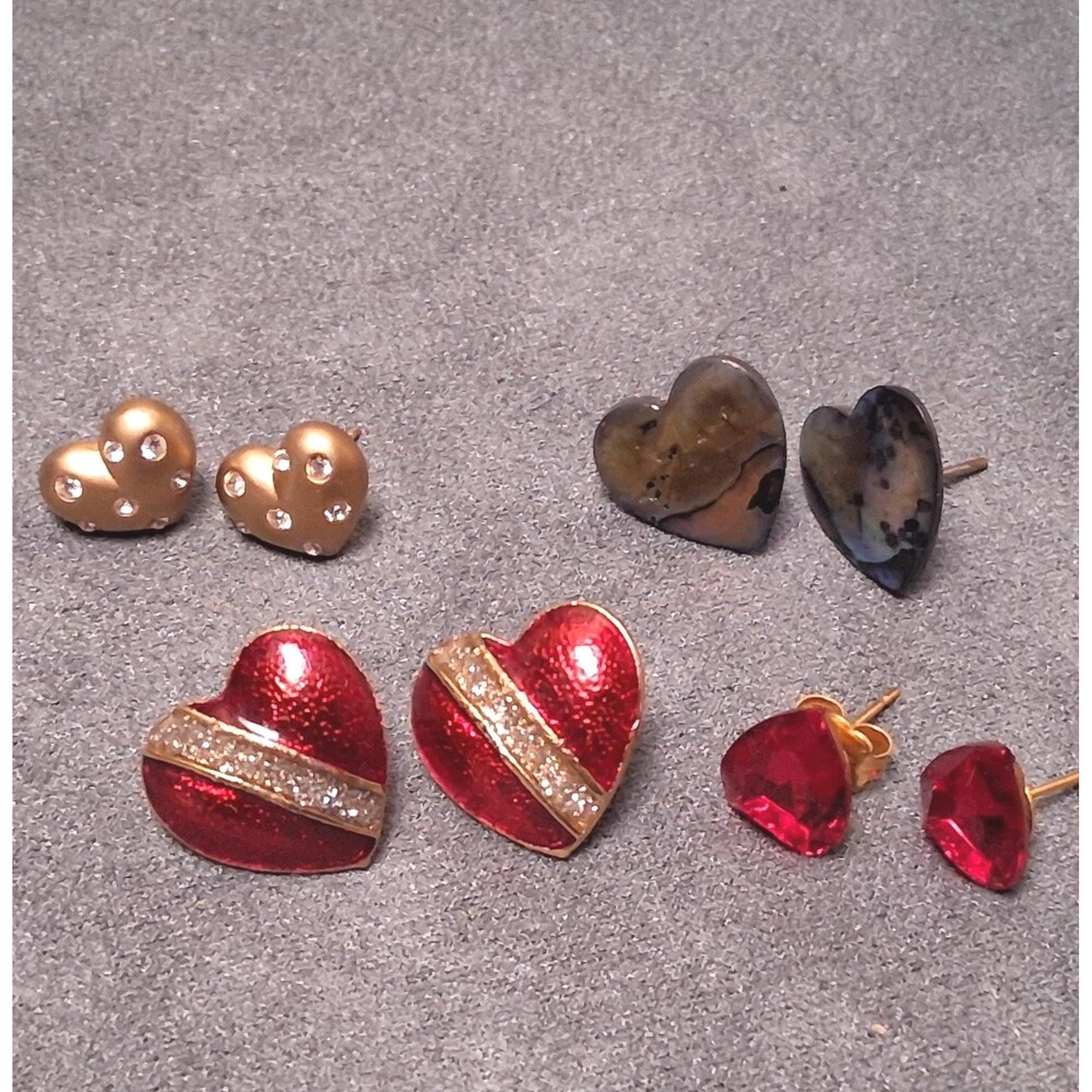 Vintage Heart Earrings (4) Swarovski Royal Rhinestones